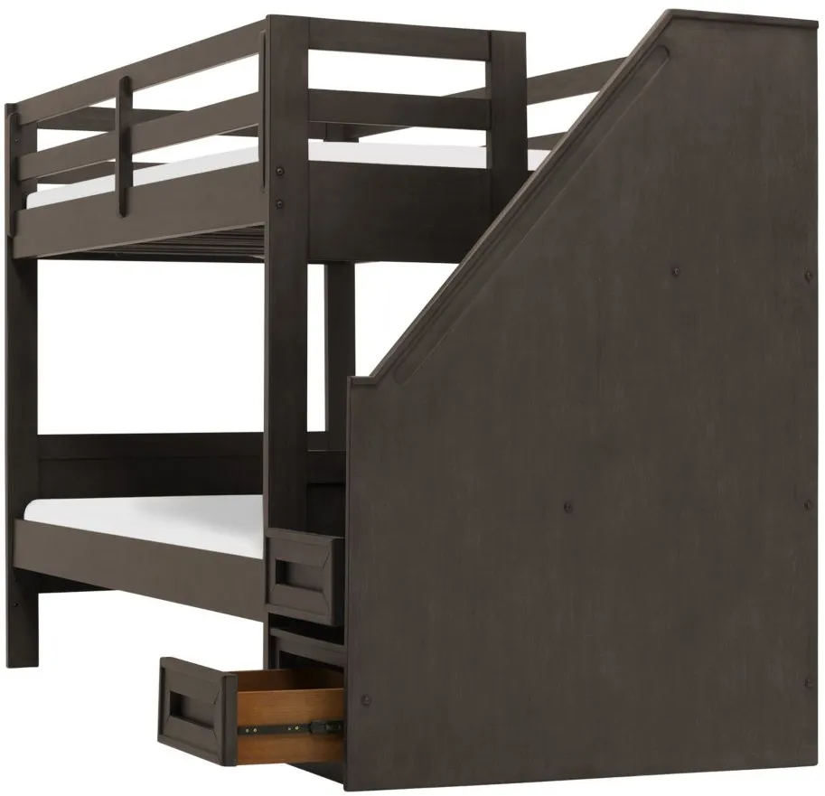 Bellanest Kieran Twin Over Twin Bunk Bed w/ Staircase in Driftwood Gray by Bellanest